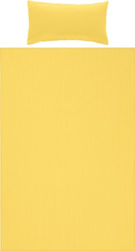 Erwin Müller Bettwäsche-Set Seersucker Uni Serie Rosenheim, Bettbezug, Kissenbezug gelb Größe 40x80 cm / 135x200 cm - pflegeleicht, bügelfrei, mit Reißverschluss