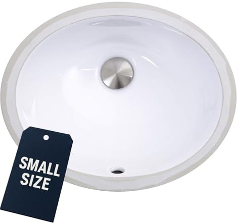 Nantucket fregaderos um-13 X 10-W 13 por 25,4 cm montaje bajo encimera fregadero de mueble para lavabo de cerámica oval, color blanco