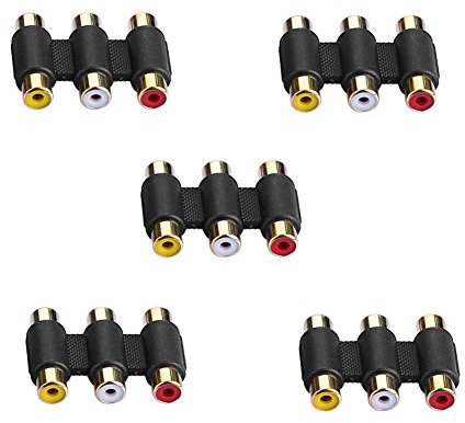 SIENOC 5PK Adattatore AV Audio Video Connettore 3 Cinch CavoFemmina a Femmina F/F 3-Cinch Cavo AV Cavo Giuntore Componente Audio Video Adattatore