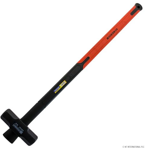 Sledge Hammer - Long Handle Grip with Fibreglass Rubber Shaft Heavy Duty DIY Hardware | Heavy Construction Building | Shock Absorbing Handle (8lb)
