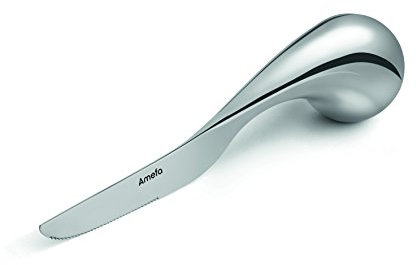 Amefa INTEGRALE Menümesser mit Knauf, ergonomisch, 18/10 Edelstahl, 13/0 Klingenstahl, Alltagshilfe Besteck, Esshilfe für Senioren, rostfrei & spülmaschinenfest, Silber, Desertmesser