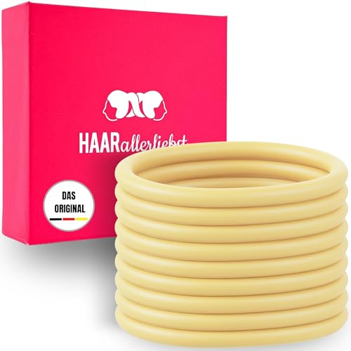 HAARallerliebst® unisex Silikon Haargummis 9 Stück - Premium Haargummi Zopfgummi gelb ultra starker Halt - Männer & Herren, Damen & Mädchen - Hair ties Sport - Haarschmuck inkl. Box zur Aufbewahrung