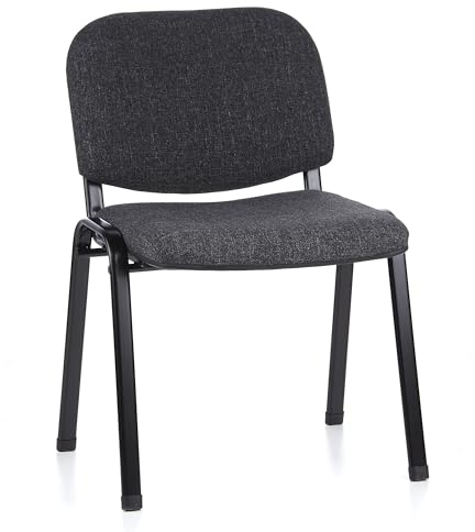 hjh OFFICE 704020 Chaise Visiteur XT 600 Tissu Anthracite/Noir Chaise de conférence confortablement rembourrée, empilable, Structure métallique