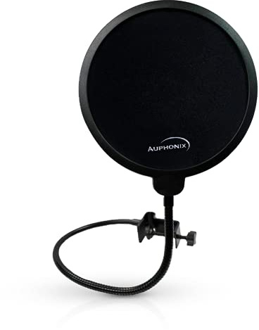 Auphonix Pop Filter Screen for Microphones - Gooseneck Clamps Compatible with Blue Yeti Microphone - Great Gift