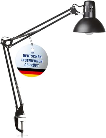 MAUL LED Schreibtischlampe MAULstudy | verstellbare Klemmleuchte mit Gelenkarm für Büro, Arbeitszimmer und Schreibtisch | elegante Bürolampe aus Metall | inklusive LED-Leuchtmittel | Schwarz