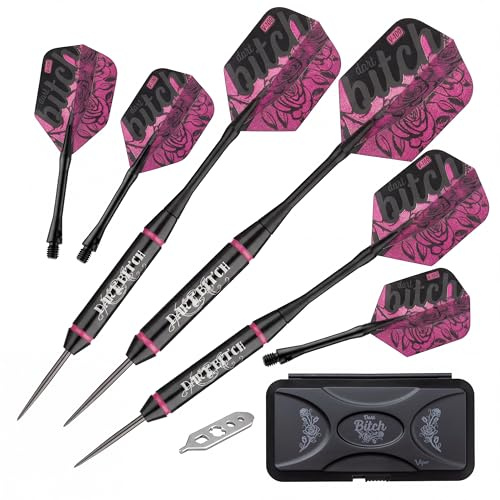 Viper Vanity Series Dart B*tch Steel Tip Dart Set with Brass Barrels, Aluminum Shafts & Deluxe Dart Case, 22-Grams