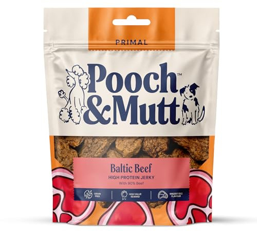 Pooch & Mutt Baltic Beef Flavoured Jerky Dog Treats (Grain Free), Pack of 1x210g | Training Treats for Dogs, Beef Jerky, Dog Treats, Grain Free