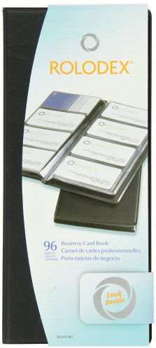 Rolodex Visitkortsbok i vinyl med A-Z-flikar, rymmer 96 kort med 5,5 x 10,7 cm, svart (67467)