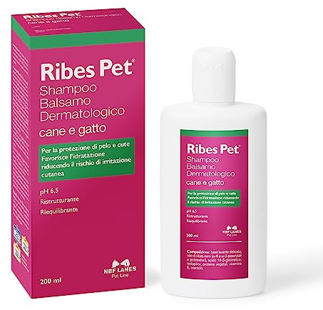 NBF Lanes | Ribes Pet Dermatological Shampoo & Conditioner for Dogs and Cats, 200 ml – Protects Coat and Skin, pH 6.5, Restorative and Balancing