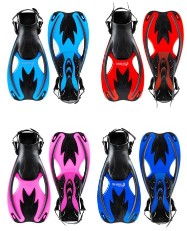 Two Bare Feet Kids Adjustable Diving Fins | Snorkeling & Swimming Flippers with Easy Adjustable Straps | Lightweight, Comfortable Design for Children’s Water Sports (Childs 9-13,Pink)