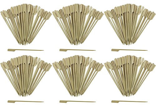 com-four® 300x Spiedini di Finger Food in Bambù - Stecchini in Legno con Superficie Ampia del Manico - Ideali per Buffet o Gastronomia (300 pezzi - 15 cm con manico)