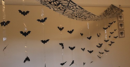 itp Halloween 3m Bat Attack Foil Ceiling Hanging Decoration-3m x 30cm, Black, 19.6 x 39.4 x 2 cm