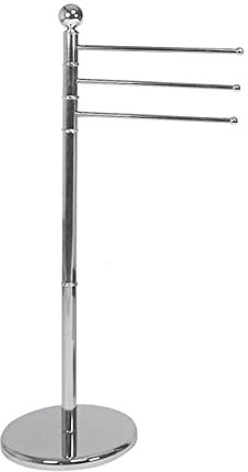 WENKO Handtuchständer Exclusiv, freistehender Ständer mit 3 beweglichen Armen, Kleiderständer aus Metall mit moderner, glänzender Chrom Ummantelung, 28,5 x 90 x 48,5 cm, verchromt