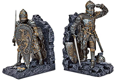 Design Toscano Artusritter Buchstützen, Maße: 12,5 x 9 x 20,5 cm
