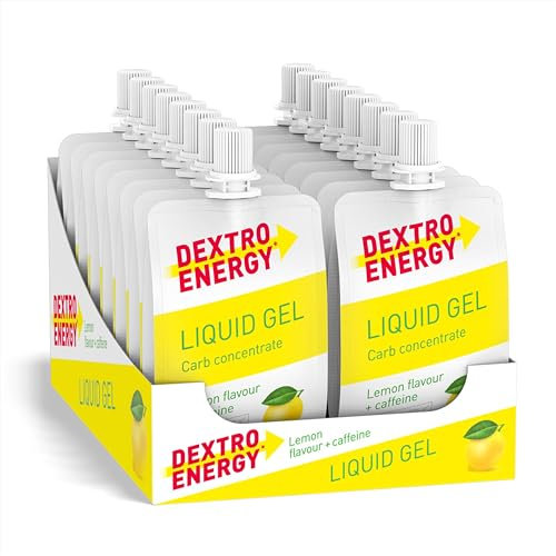 Dextro Energy Liquid Gel Lemon + Caffeine - 18x60ml (18er Pack) - High Carb Energy Gel zur schnellen Kohlenhydrate Versorgung und Koffein Zusatz