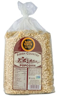 Amish Country Popcorn | 6 lb Bag | Baby White Popcorn Kernels | Small & Tender Popcorn | Old Fashioned, Non-GMO and Gluten Free (Baby White - 6 lb Bag)