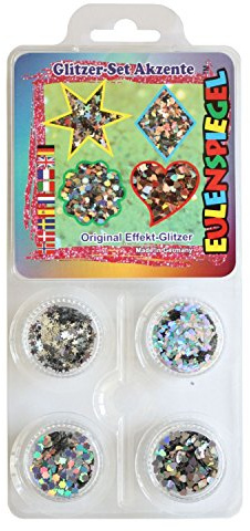 Eulenspiegel 908174 - Schmink-Set Glitzer Akzente, Glitter-Set, für Karneval, Mottoparty