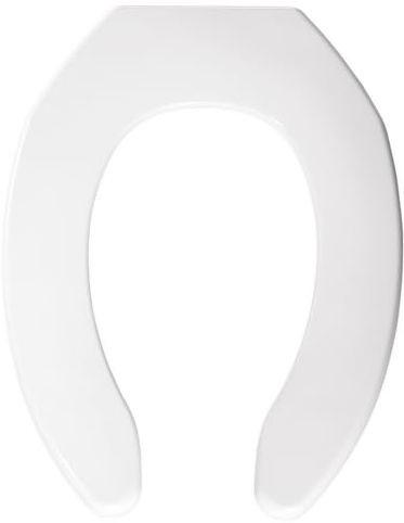 BEMIS 1055SSC Commercial Open Front Plastic Toilet Seat, Heavy Duty Industrial No Slam Seat, Elongated, White