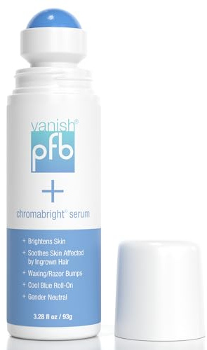 PFB Vanish Razor Bump Stopper Skin Care Treatment with Chromabright Dark Spot Remover, Roll On Formula Treats Ingrown Hairs and Razor Burns - 93g