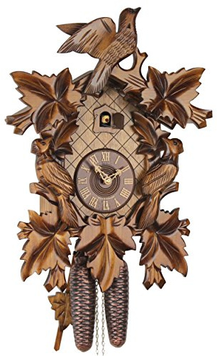 Eble Kuckucksuhr Original Schwarzwälder Kuckuckuhr Echtholz mechanisches 8-Tage Laufwerk NEU VDs Zertifikat Dreivogel 46cm- 46-07-12-80