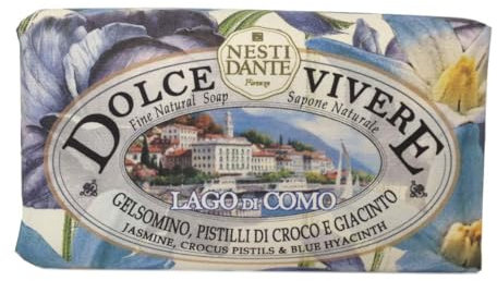 Nesti Dante Dolce Vivere Lago di Como Sapone Vegetale 250 g - Elegante con Gelsomino, Pistilli di Croco e Giacinto, per tutti i tipi di pelle, ideale per pelle sensibile