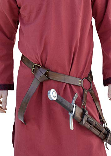 Battle-Merchant Mittelalter Schwertgürtel aus Leder Ledergürtel Mittelalter Schwerthalter mit Gürtel LARP Schaukampfgürtel verschiedene Ausführungen