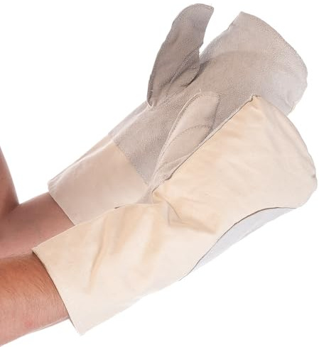 FRANZ MENSCH 2 Stück Hygostar Ofenhandschuhe | Leder, Canvas, Packung, natur, L: 35cm, Einheitsgröße, Ofenhandschuhe, Gastronomiehandschuhe, Küchehandschuhe,Lederhandschuhe, Backhandschuhe