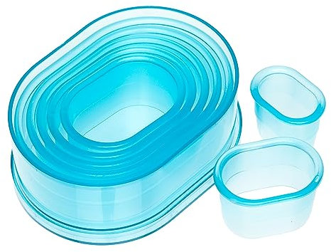 Ateco 5756 - Set di taglierine a mezzaluna, misura graduata, Policarbonato, Blu, Plain Edge
