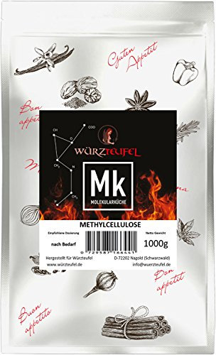 Würzteufel Metilcellulosa (MC) – Agente gelificante e addensante, E461 – Strutturatore & Stabilizzatore per cucina molecolare – Sacchetto da 1 kg