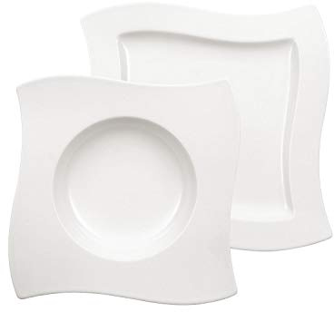 Villeroy & Boch Villeroy und Boch NewWave Dinner-Set für bis zu 4 Personen, 8-teilig, Premium Porzellan, Weiß, 14.75 lbs