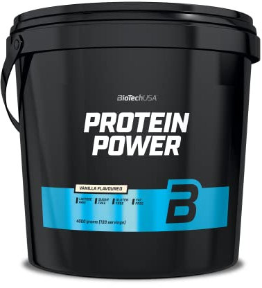 BioTechUSA Protein Power | Hoher Proteingehalt, zuckerfrei, laktosefrei, glutenfrei | mit zugesetztem Kreatin, 4 kg, Vanille