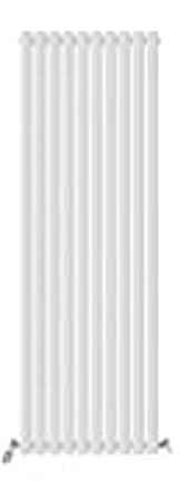 iBathUK Strata Wall-Mounted Vertical Single Oval Panel Radiator, 10 Column Steel High Thermal Output Hydronic Central Heating, Designer Modern Radiator in Matt White, 1800 × 590mm