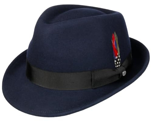 Stetson Elkader Trilby Hut Wollfilz Asahi Guard Damen Herren Sommer Winter blau M (56-57 cm)