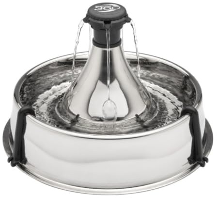 PetSafe Drinkwell Edelstahl Multi-Pet Trinkbrunnen, 3,8L | Zweifache Filtration, Kratzfest & Rostfrei, Einstellbarer Wasserfluss, Für Mehrere Haustiere