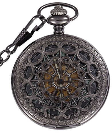 Unendlich U Retro Automatisch Selbstaufzug Mechanische Taschenuhr Leuchtzifferblatt Hohle Spinnennetz Skelett Kettenuhr Pullover Halskette