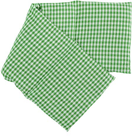 Bio-Dinkelkissen 4-Kammer 20x60cm - Wärmekissen, Körnerkissen für Mikrowelle und Backofen, Bio-Dinkel, grün-weiß