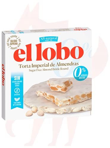 EL LOBO - Torta di Dolce alla Mandorla Dura, Senza Zuccheri, Senza Glutine, a Base di Mandorla e Albume, Consistenza Croccante, Tipico Dolce Natalizio, 200 g