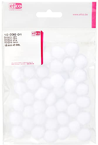 Efco 1003001 Pompons 15 mm 45 Stck. weiß, Polyamid, 17 x 15 x 2 cm