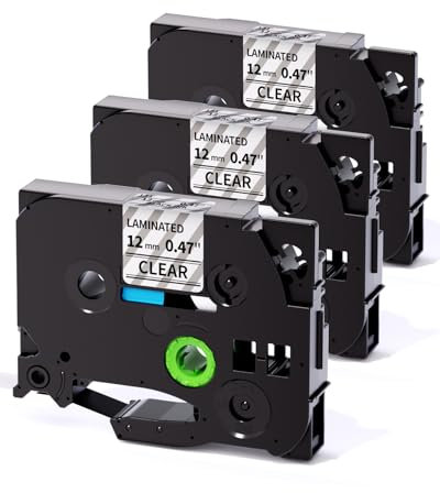 MarkField TZe-131 12mm Clear Schriftband Kompatibel mit Brother P-touch Bänder TZe131 TZ Transparent Band für PT-H100LB H105 H107 H110 Cube D210/vp D410 P700 1000 1080, 3 Pack Schwarz auf klar