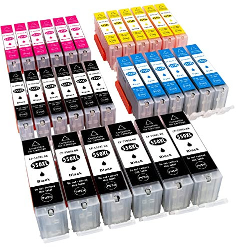 ESMONLINE 30 komp. XL Druckerpatronen als Ersatz zu Canon PGI-550/CLI-551 für Pixma MG5450 MG5550 MG5650 MG5655 MG6350 MG6450 MG6650 MG7100 MG7150 MG7550 MX725 MX925 iP7200 iP7250 iP8750 iX6850