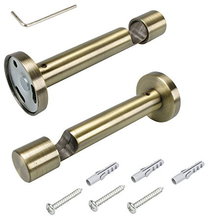Liedeco Träger für Gardinenstangen 9 cm einläufig, Landhaus, ø 16 mm, 1 Stk messing-antik