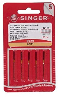 5 Original Singer Sewing Machines Needles 2020 size 80/11 for woven fabrics 130/705