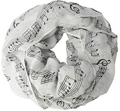 mugesh rund halsduk notrad stor – vacker present till musiker, Vit svart, En Storlek