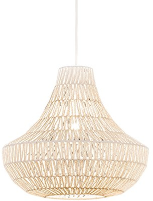 Qazqa Retro Pendelleuchte, Pendellampe - Lina - Weiß, Rund, 48.5cm, Ideal als Wohnzimmerlampe