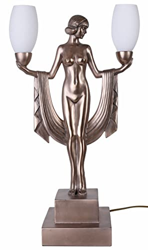 Tischlampe Art Deco Tischleuchte (ohne Leuchtmittel) Frauenakt Bauhaus Lampe Polystein Braun Vintage IS098 Palazzo Exklusiv
