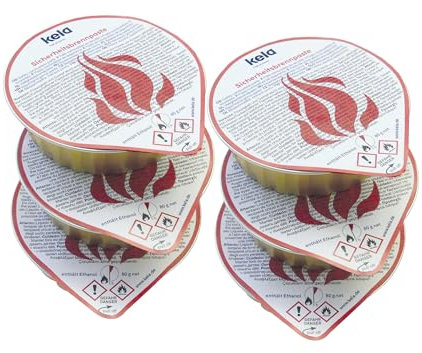 kela Sicherheitsbrennpaste für Feuerzangenbowle, Fondue, Magma, 6 x 80g Brennpaste, Ethanol, Fondue Brennpaste
