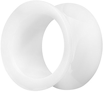 Piercingfaktor Flesh Tunnel Kunststoff Double Flared Rund Ring Kreis Creole Ohr Plug Ear Piercing Farbig 20mm Weiß