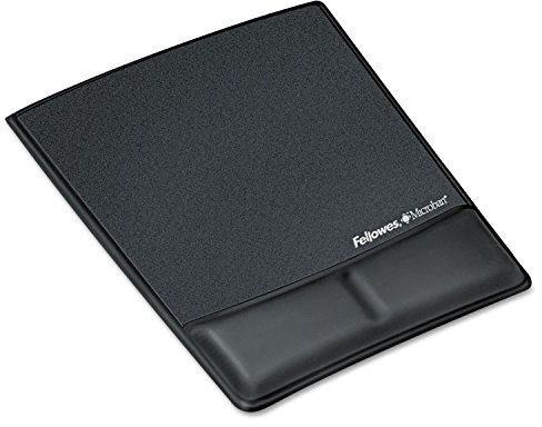 Fellowes Repose-Poignet Microban Simili-Cuir Noir Avec Tapis de Souris Le Canal Breveté Health Empêche La Pression du Nerf D'Articulation Se Trouvant Au M
