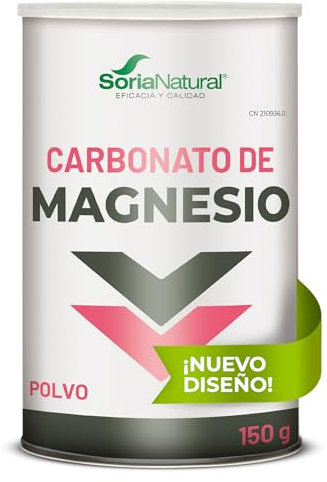 Soria Natural Carbonato de Magnesio MÁXIMA ABSORCIÓN - Complemento Alimenticio - Regula el Tránsito intestinal, el Sueño y el Sistema Nervioso - Regeneración Huesos, Dientes, Músculos - Bote 150gr