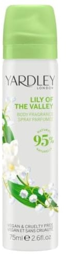 Yardley Maiglöckchen Körperspray, 75 ml | Floral Body Mist with Notes of Pear and Freesia, Delicate Lily Perfume, 95% Natural, Vegan and Cruelty Free, UK Made